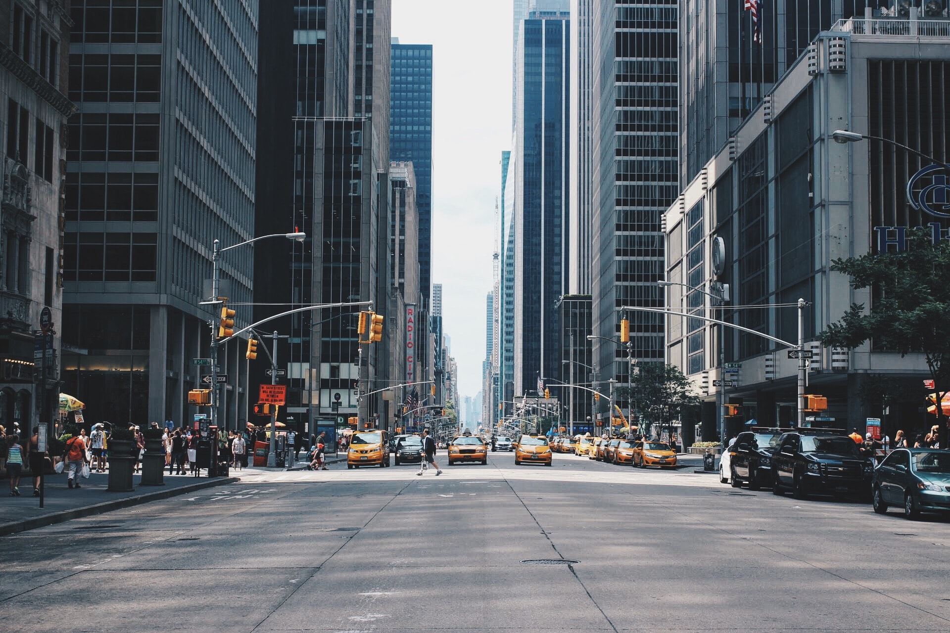 New York Street with Buildings and Sidewalks