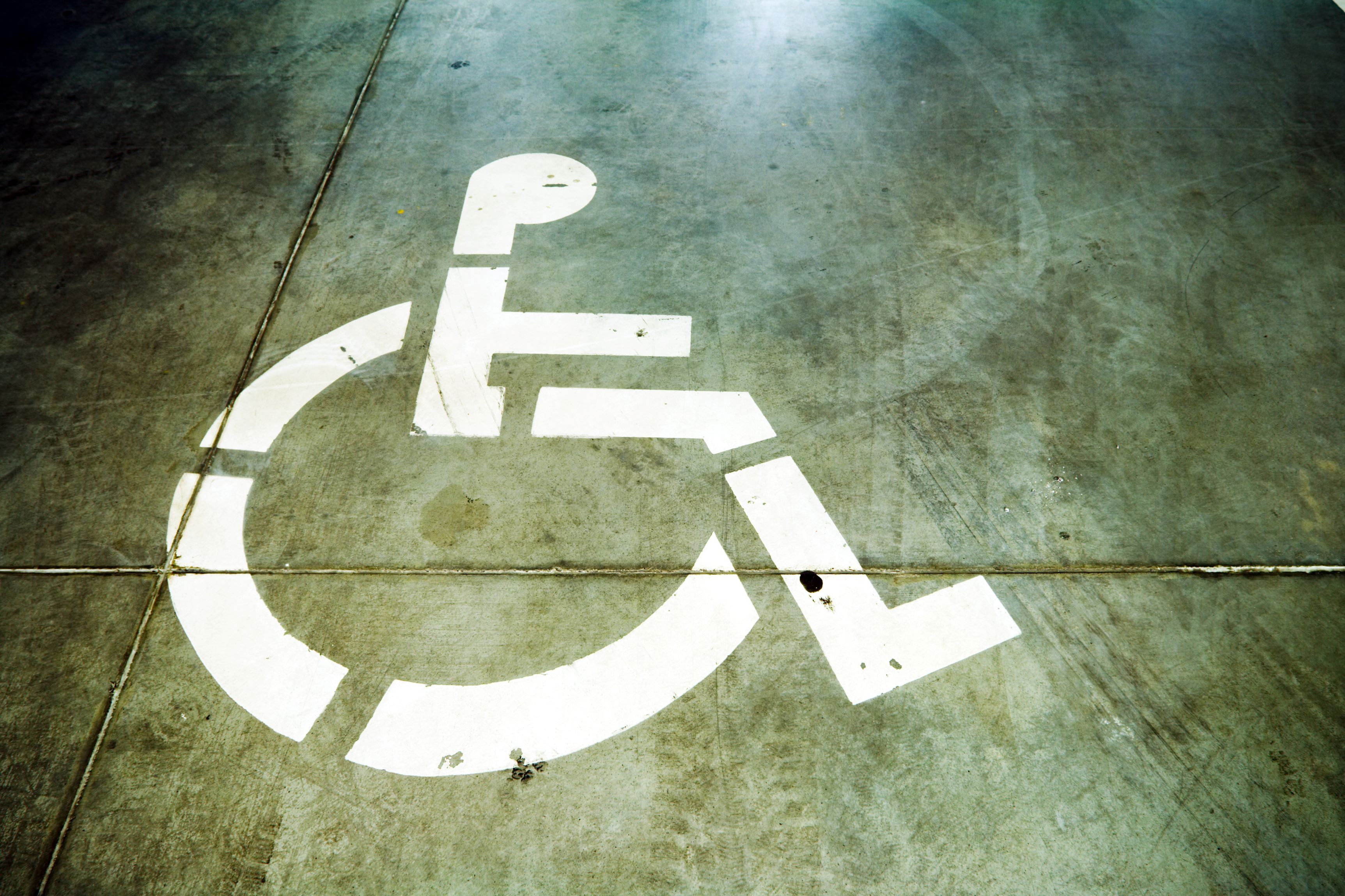Disability Sign on Garage Floor